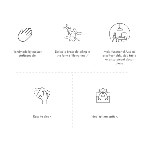 Accent Table with Flowers Motif